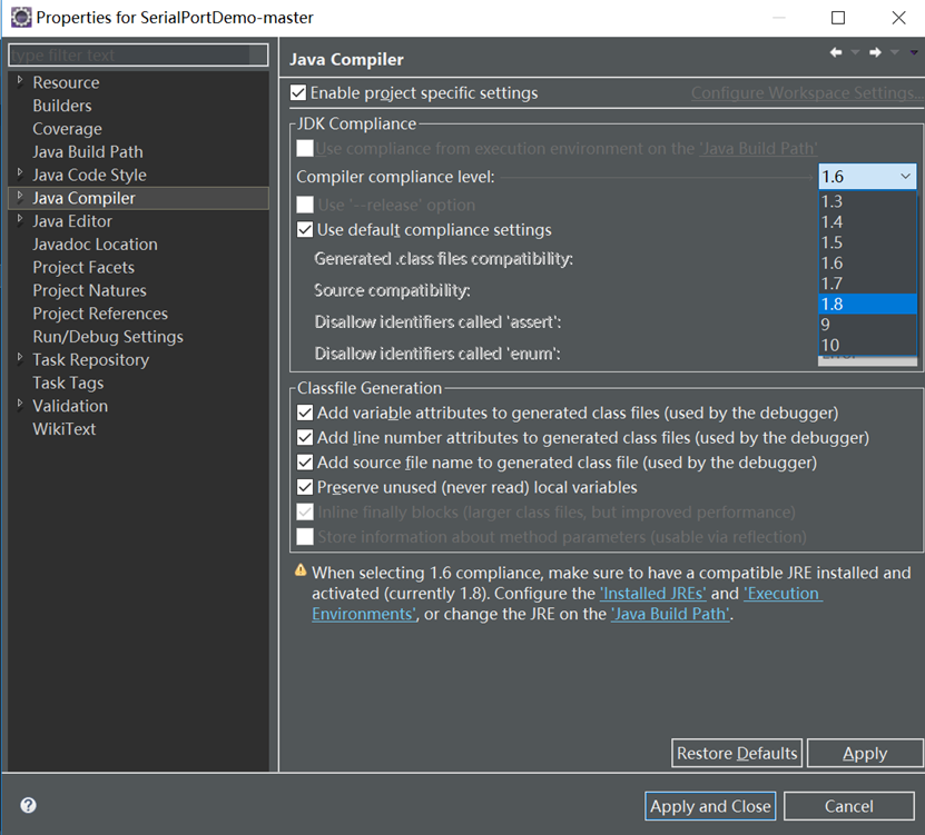 The compiler compliance specified is 1.6 but a JRE 1.8 is usedCSDN博客