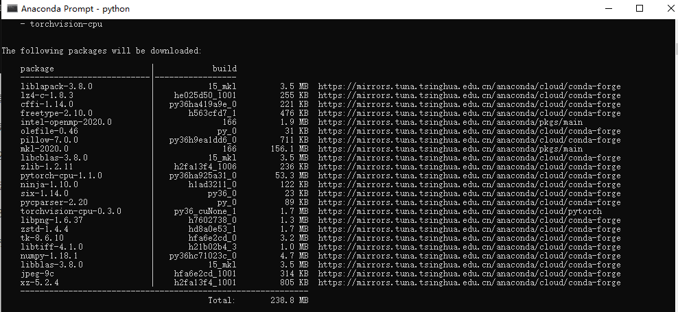 anaconda3.5.2 pytorch pytorch cpu 1.1.0 torchvision cpu 0.3.0