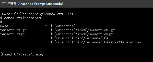 本例中我所创建的虚拟环境名为“tensorflow-gpu”