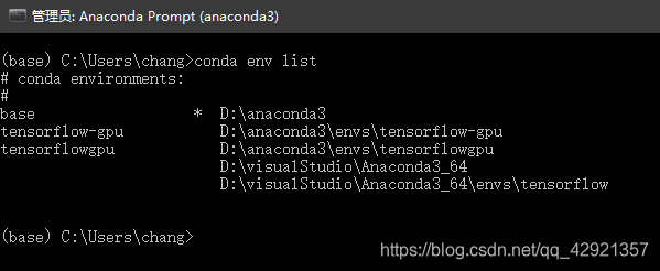 本例中我所创建的虚拟环境名为“tensorflow-gpu”