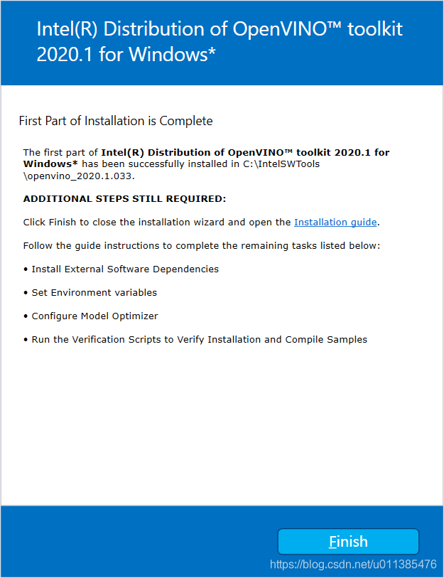 OpenVINO install finished