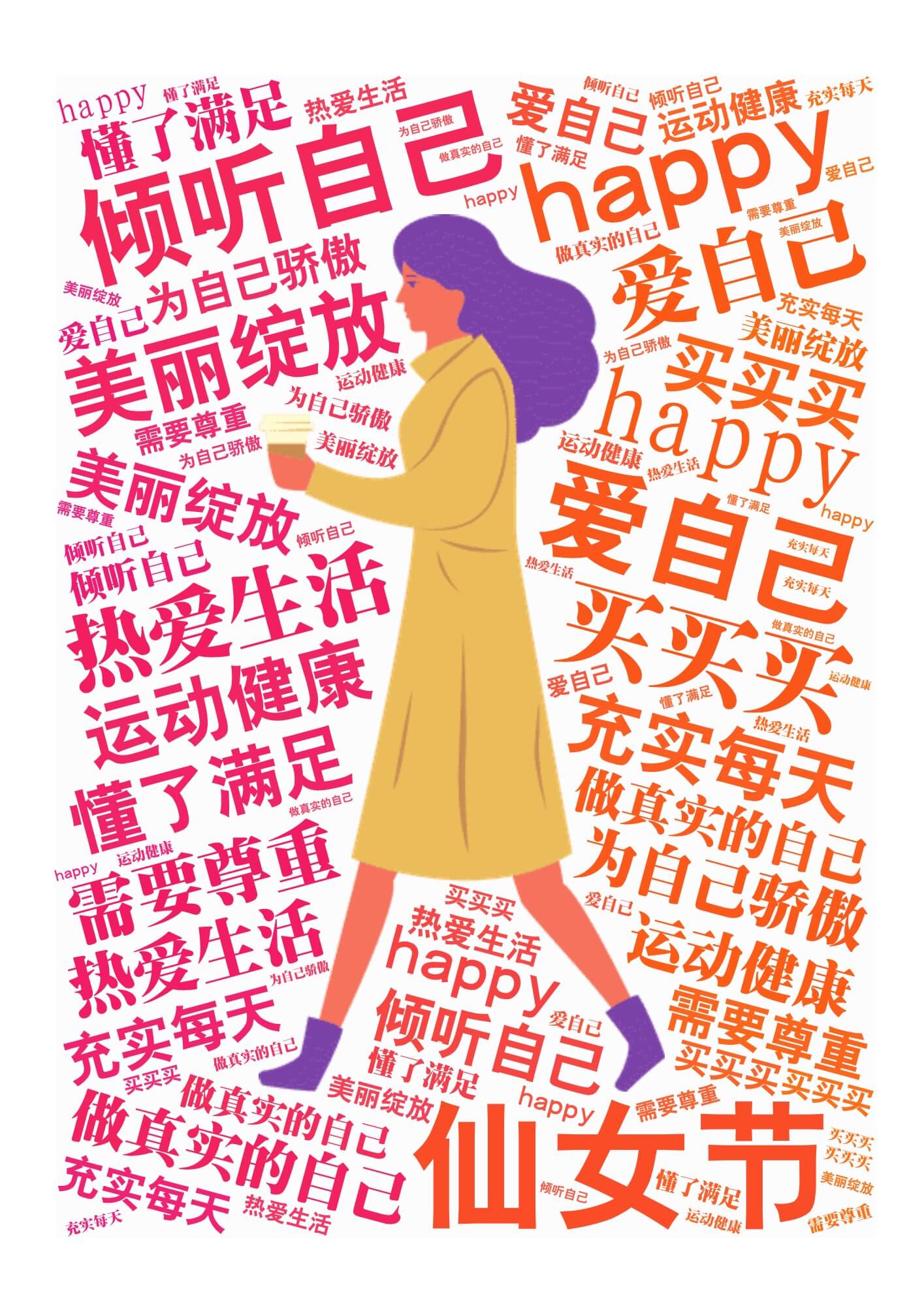 昨天是仙女节-记得对自己好点——懒人词云