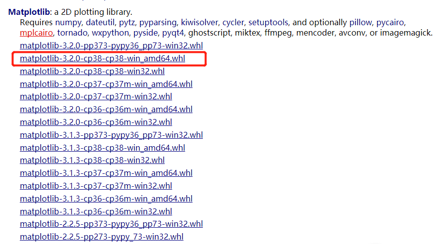 Windows系统下 Python3.8.2安装 numpy、pandas、matplotlib库_python3.8 win7 可用的 ...
