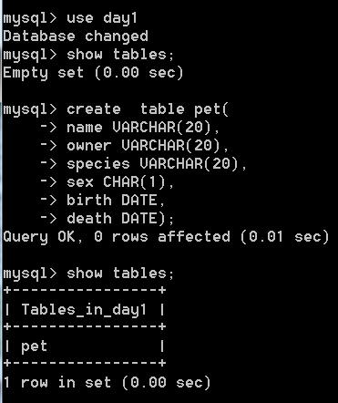 创建数据表操作