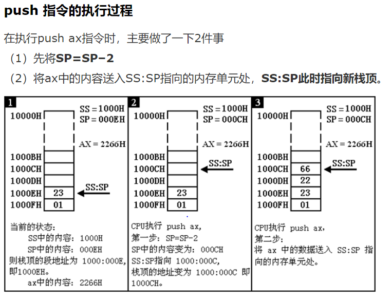 关于汇编语言中push和pop指令的一个小结