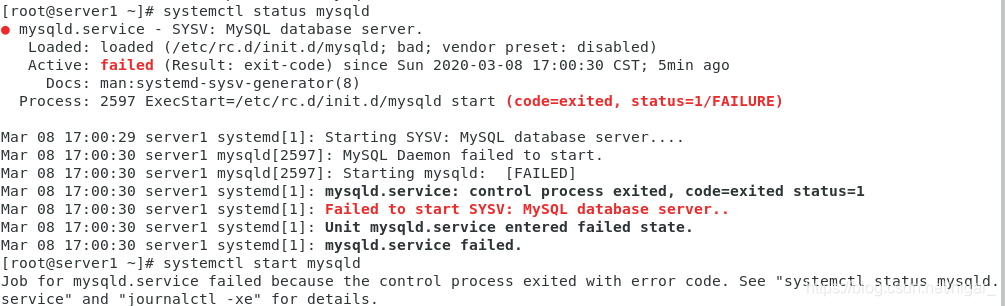 Failed to start SYSV: MySQL database server..的解决方法-CSDN博客