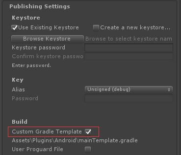 Unity Publishing Settings