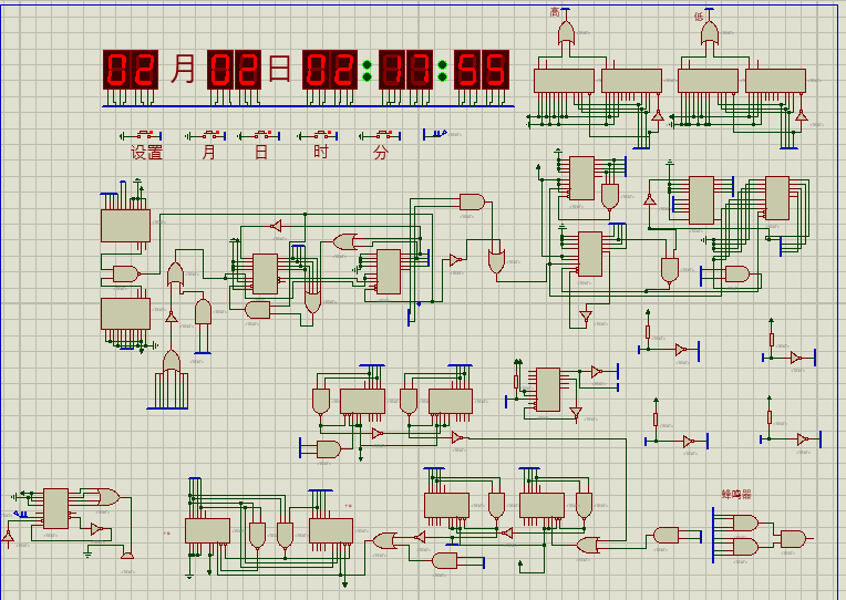 数字逻辑之数字时钟课程设计（含proteus仿真图及代码)