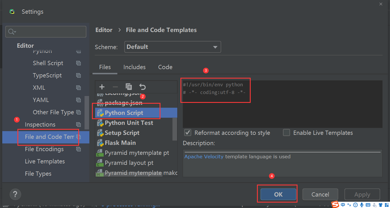 How to add header lines Pycharm # * _ * coding: utf-8 * _ * Script ...