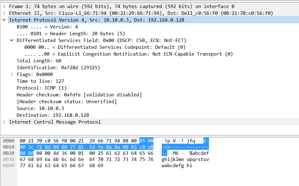 wireshark ip total length wrong