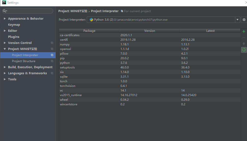 pytorch安装windows10 cpu 引入pycharm