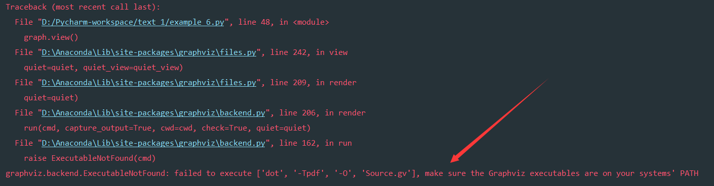 显示：graphviz.backend.ExecutableNotFound: failed to execute [‘dot’, ‘-Tpng’, ‘-O’, ‘tmp’], make sure the Graphviz executables are on your systems’ PATH