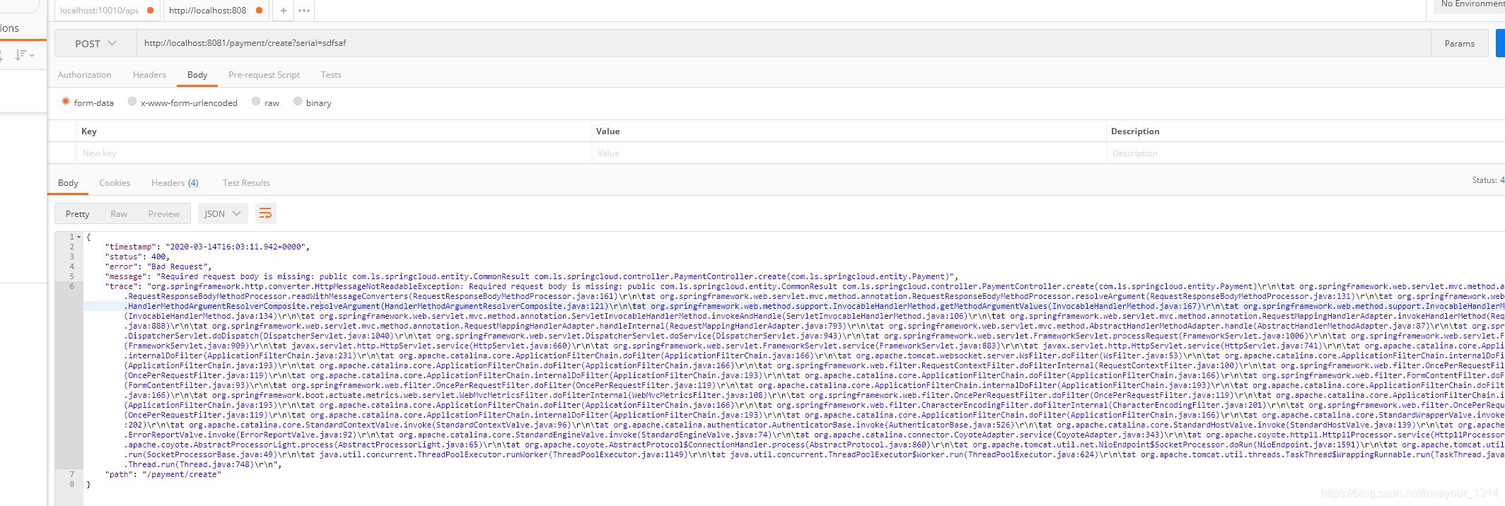 使用idea de http client :Required request body is missing_idea error bad ...