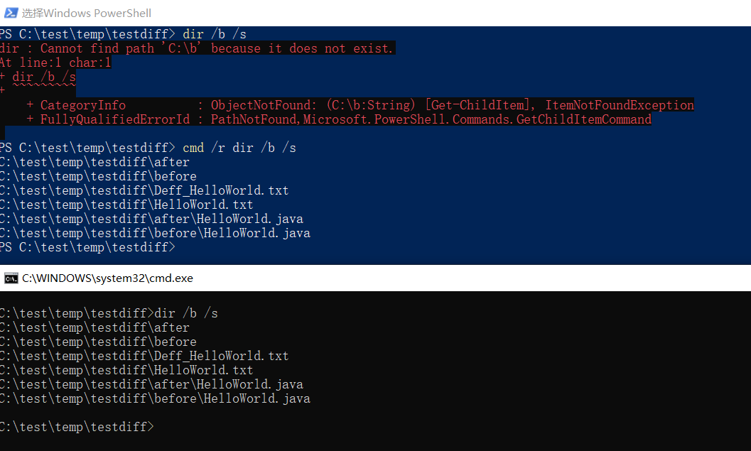 PowerShell 中执行 Dir /b /s_powershell的dir用不了-CSDN博客