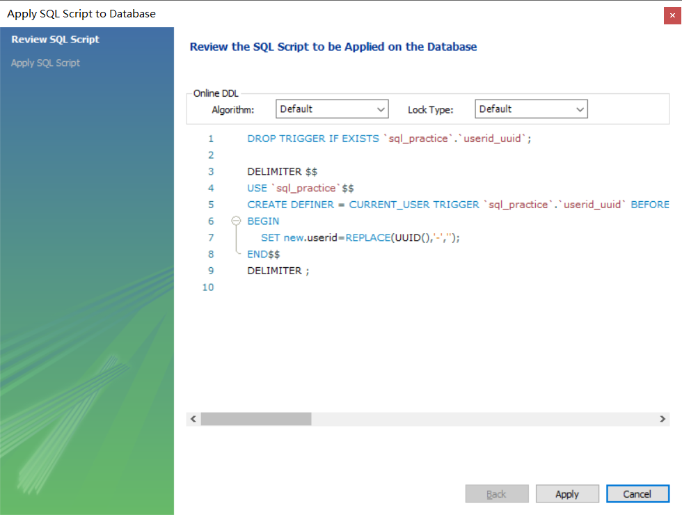 generate uuid mysql