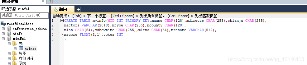 创建表格