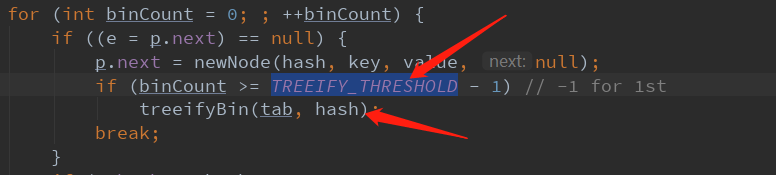 When the number reaches a threshold value chain will be converted into red-black tree