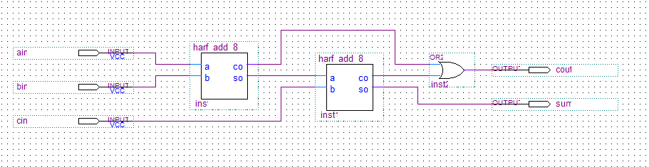 0用原理图输入法设计8位全加器