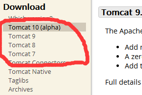 进入官网选择tomcat版本