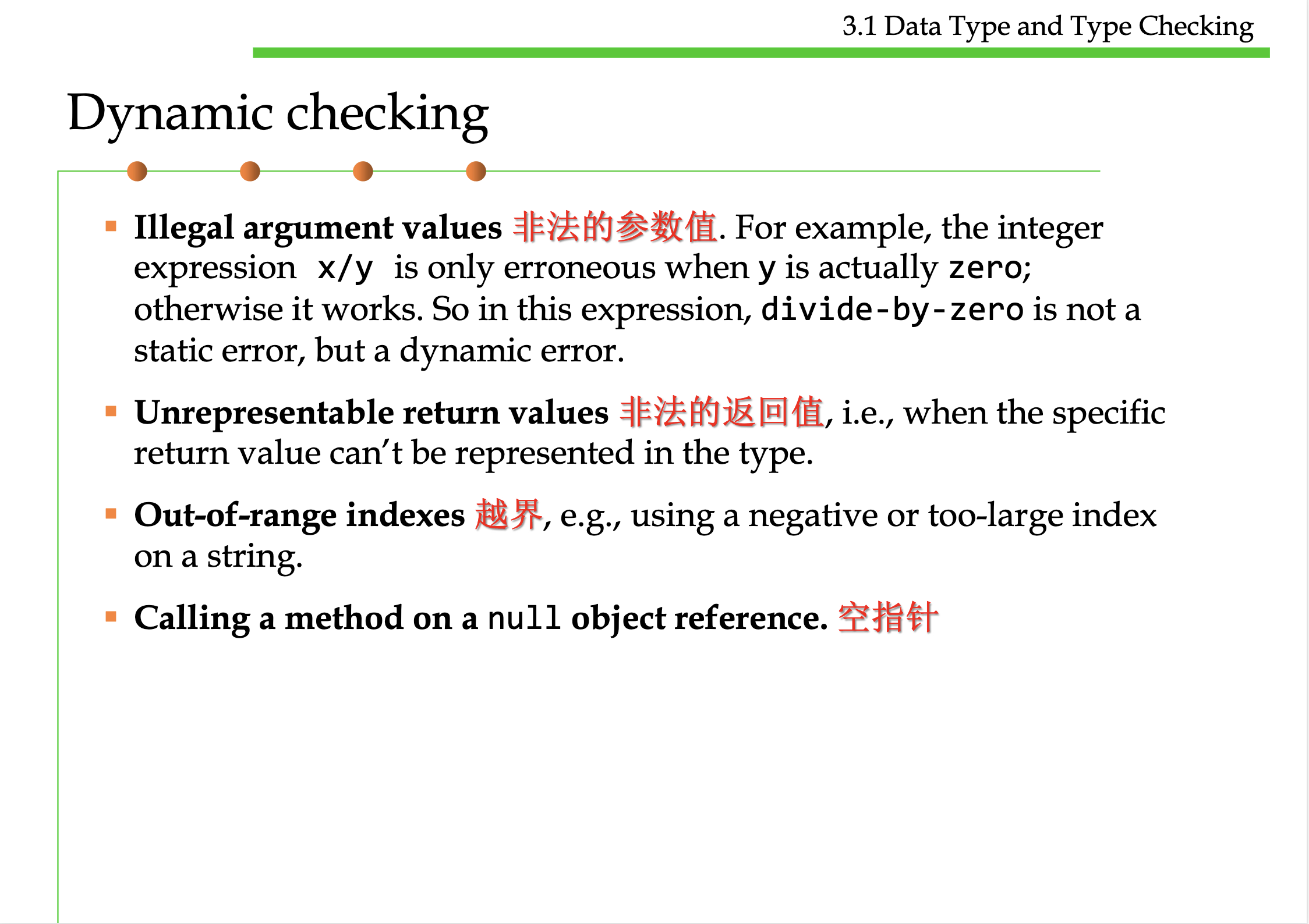 Dynamic Checking