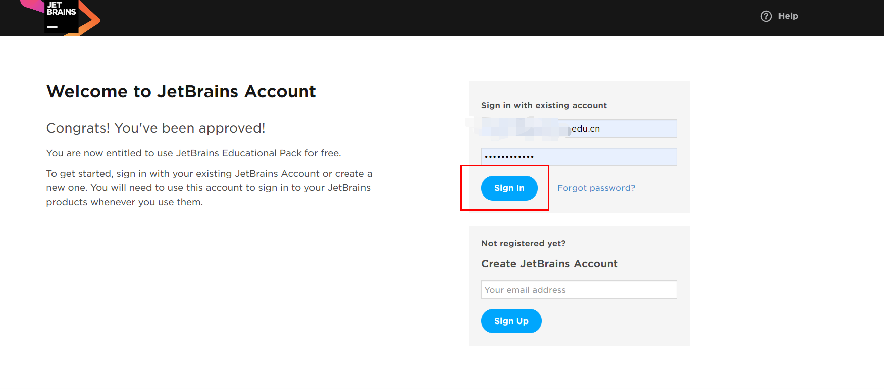 jetbrains student account login