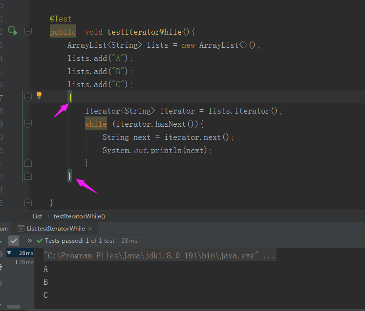 迭代器（Iterator）遍历的两种方法（for和while）