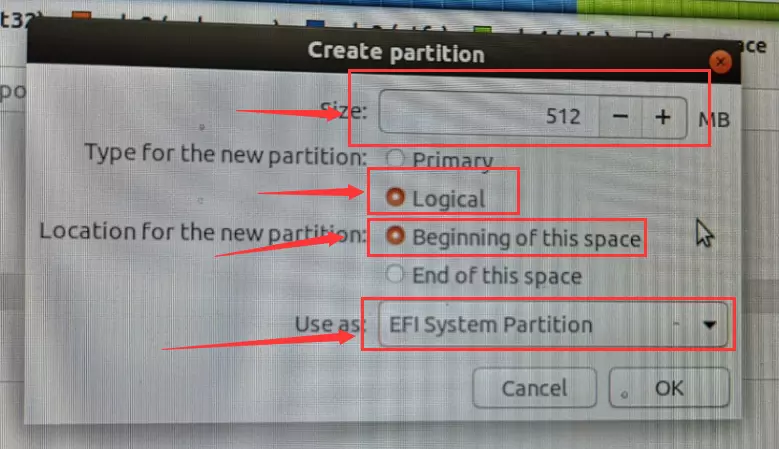 When the dual-drive type of partition means to change ubuntu primary partitions, this figure is provided a single hard disk installed ubuntu