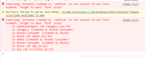 Instance created by  is not connect to any Form element. Forget to pass  prop警告