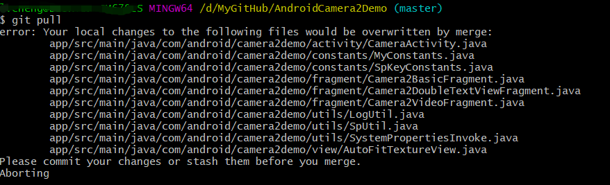 please commit your changes or stash them before you merge