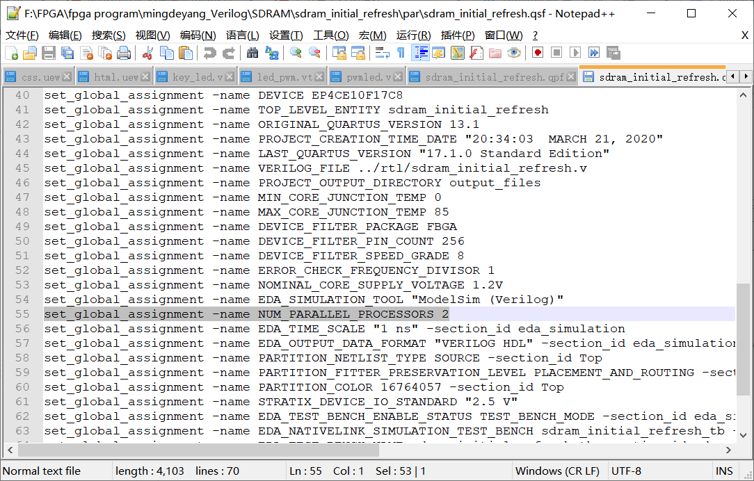 set the global assignment num_parallel_processors in your qsf