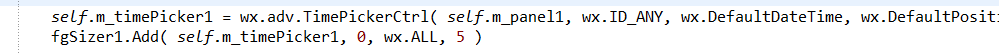 wxFormBuilder v3.9.0 中的时间选择器问题 “wx.TimePickerCtrl 生成错误”