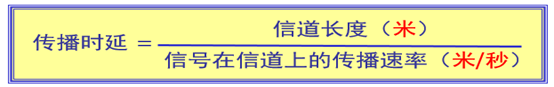 传播时延=信道长度(m)/电磁波在信道上的传播速率(m/s)