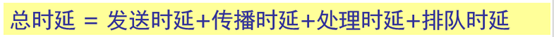 总时延=发送时延+传播时延+处理时延+排队时延