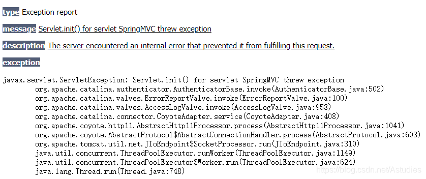 Servlet.init() for servlet SpringMVC threw exception-CSDN博客