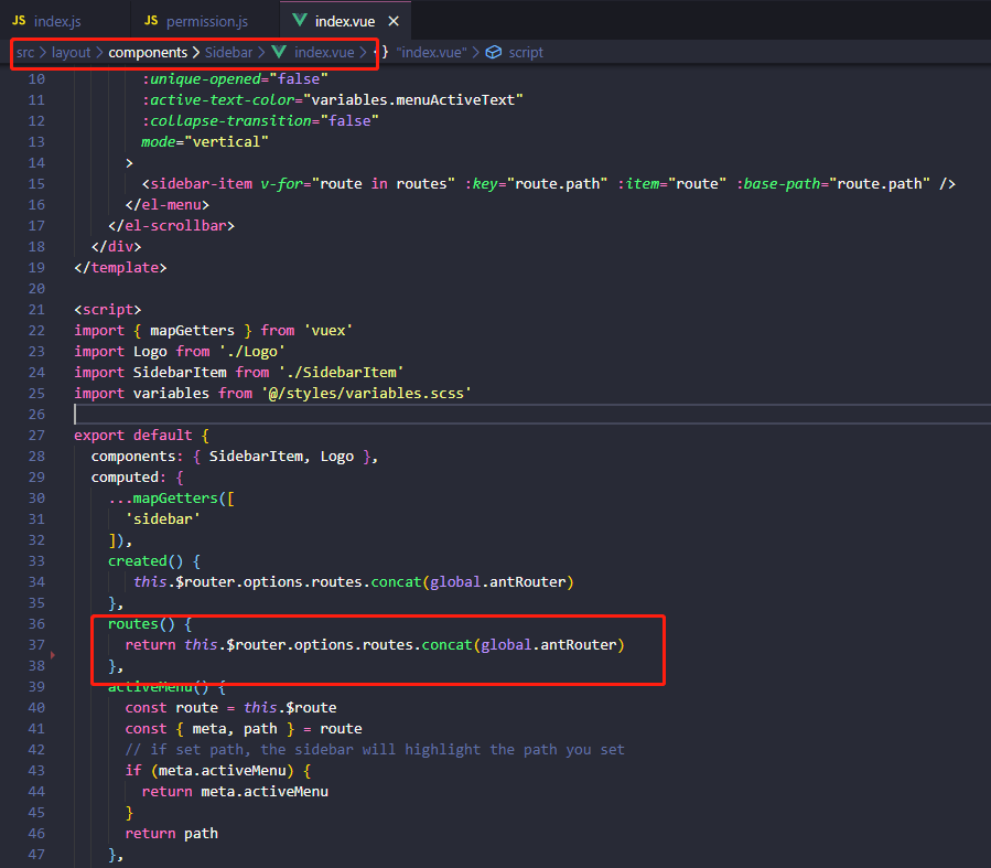 vue element admin 三 动态路由 动态菜单栏