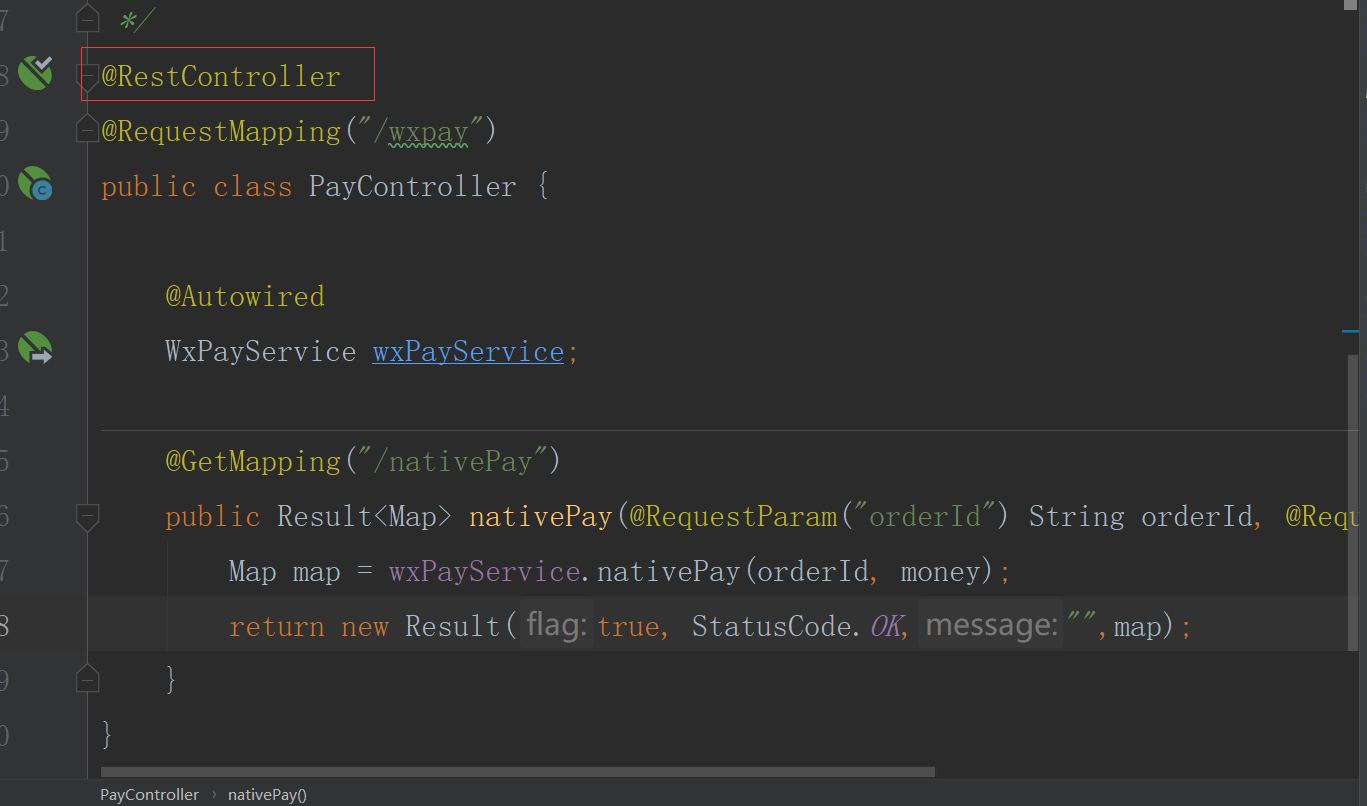 The injection point has the following annotations org
