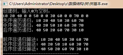 二叉树的三种遍历算法的实现（前序、中序、后序）递归与非递归