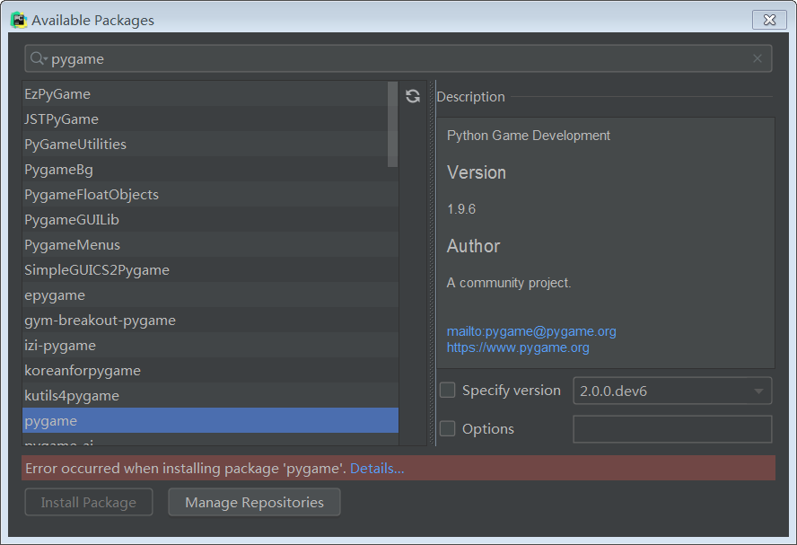 安装pygame失败，另辟蹊径，设置pip国内镜像，以及pycharm成功导入pygame模块的三种方法_isnil的博客-CSDN博客 ...