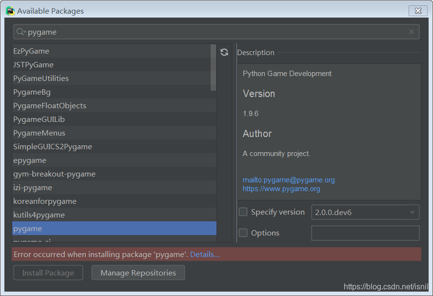 安装pygame失败,另辟蹊径,设置pip国内镜像,以及pycharm成功导入pygame模块的三种方法_isnil的博客-CSDN博客 ...