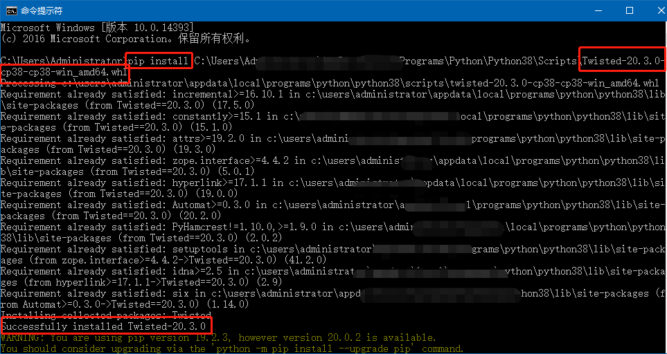 Running setup.py install for Twisted ... error