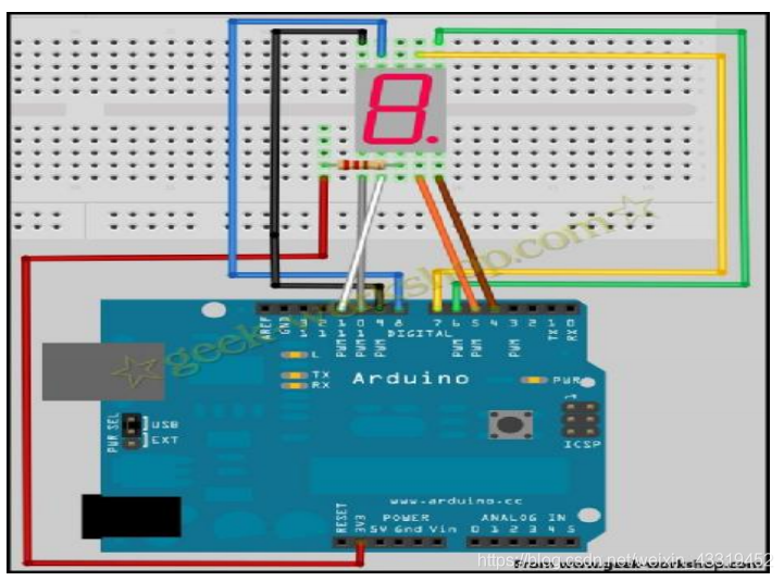 【Arduino基础】一位数码管实验_编写单个数码管驱动程序,实现任意数字和字符的显示,实验电路图参 考如下:-CSDN博客