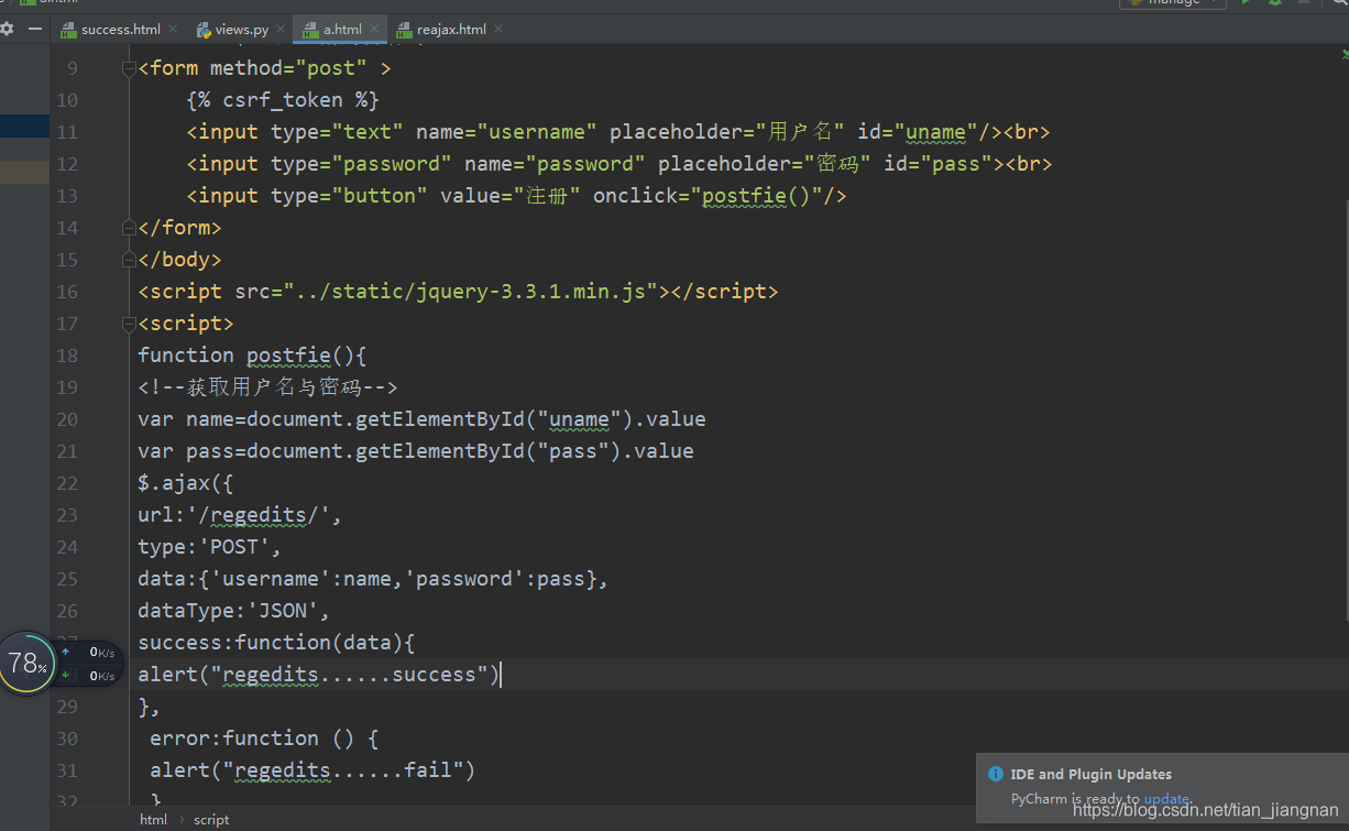 jquery-3.3.1.min.js:2 POST http://localhost:8000/regedits/ 403