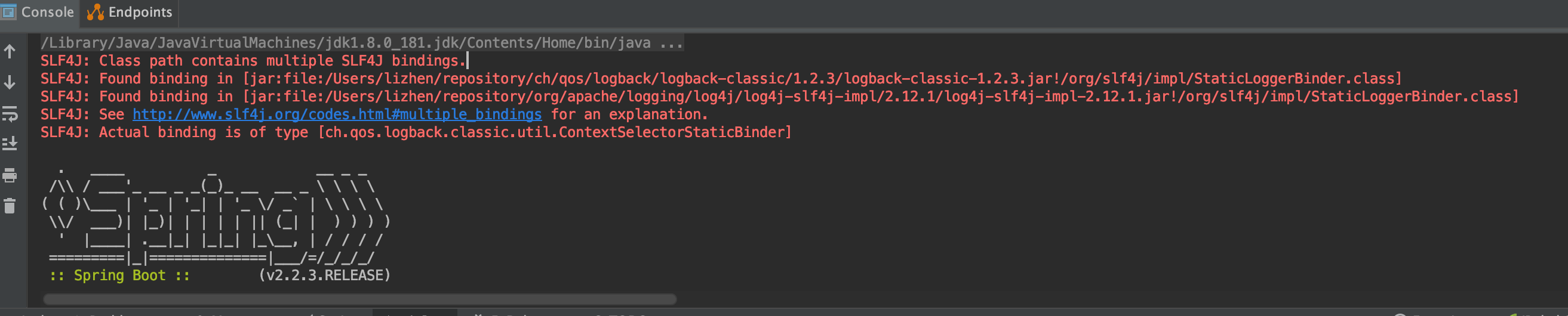 springboot log4j2 运行警告 SLF4J: Class path contains multiple SLF4J bindings 解决方式