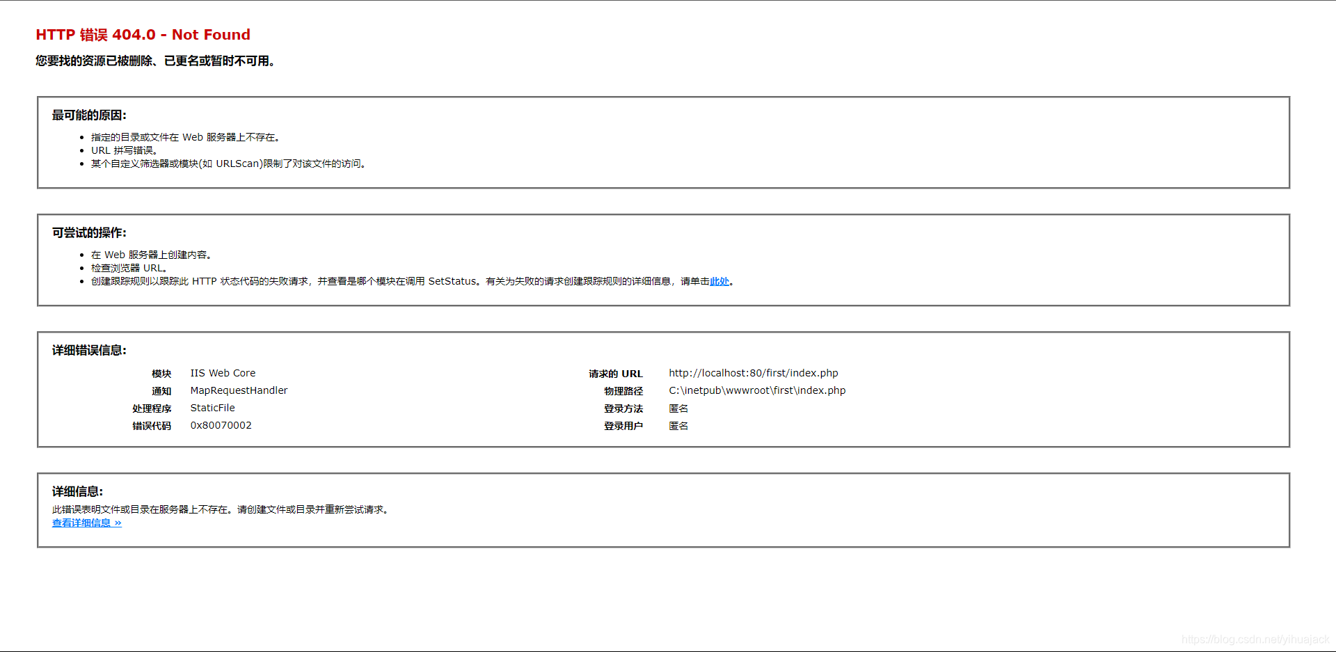 MAMP出现HTTP 错误 404.0 - Not Found的解决方法