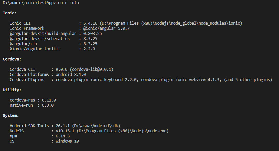 cordova requirements报错cannot read property “length“ of undefined