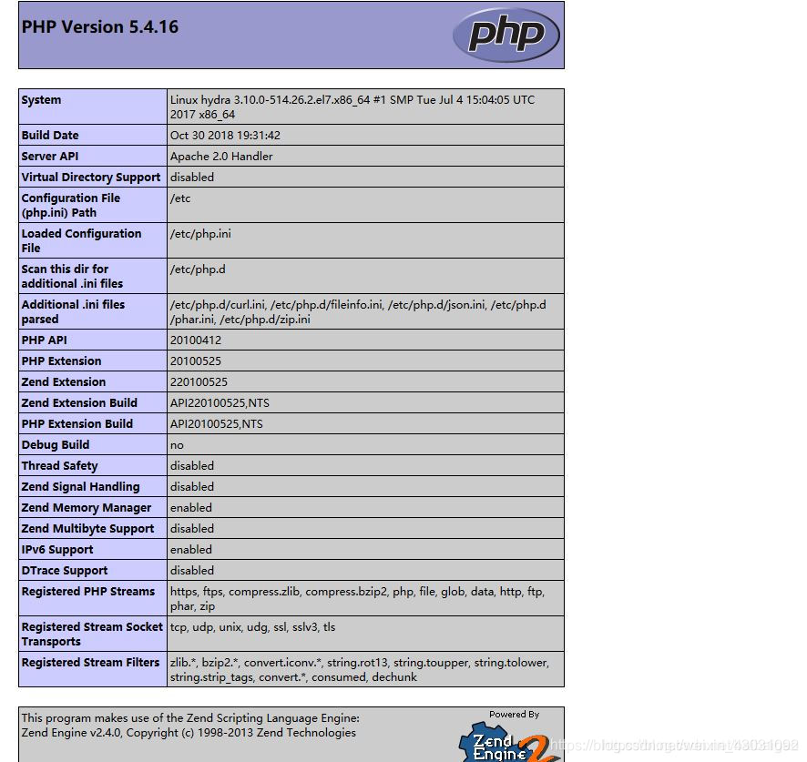 Centos7Apache+PHP5.4+MySQL（MariaDB）初步建站
