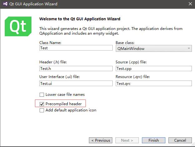 勾选预编译头文件