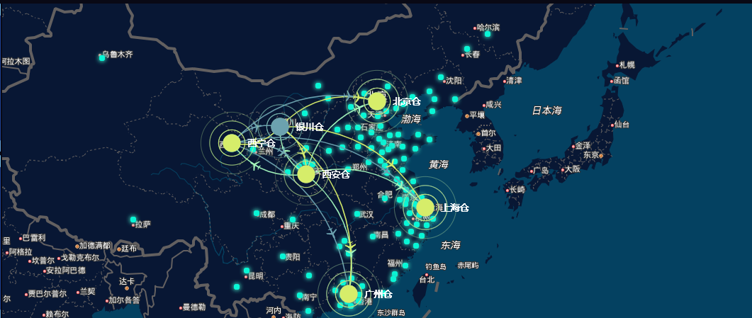 echarts绘制散点数据迁徙