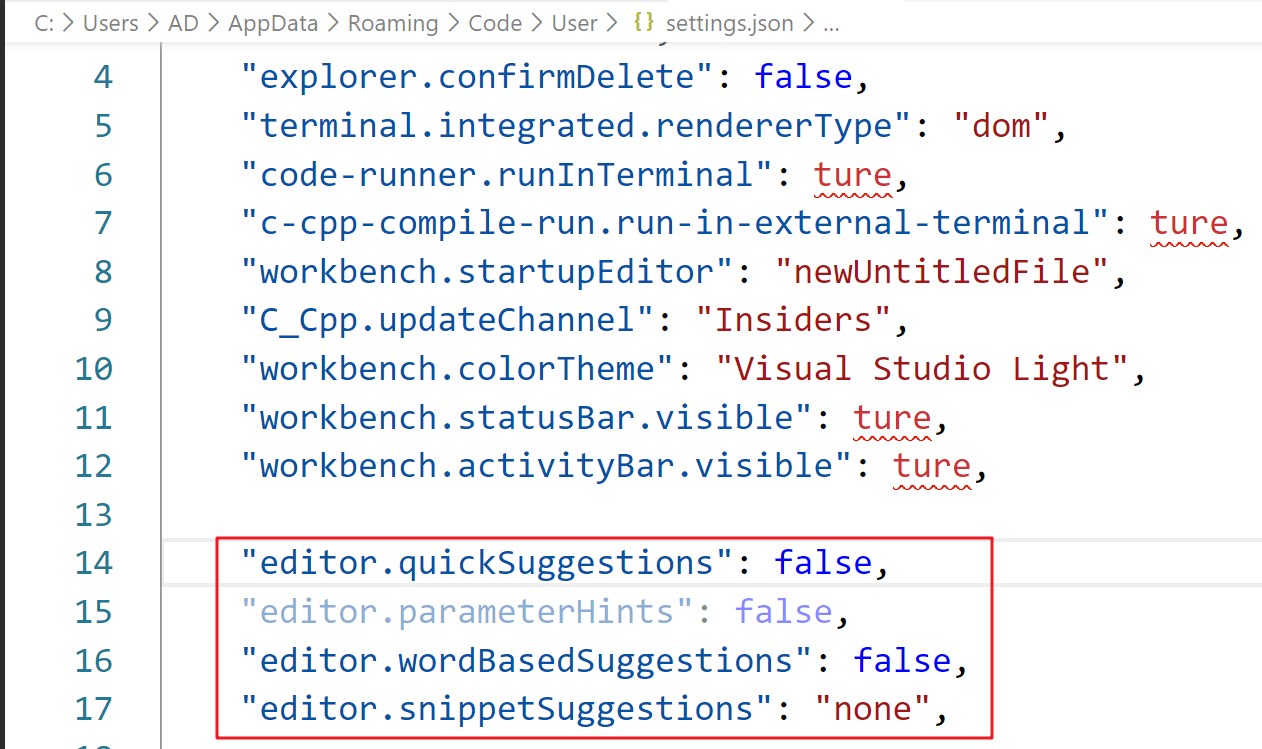 VSCode中取消代码智能提示_editor.quicksuggestionsCSDN博客