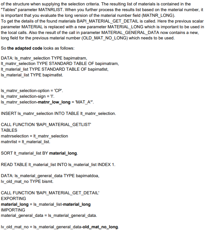 Material Number Field Length Extension Code Adaptions_sap 物料编号字段长度扩展